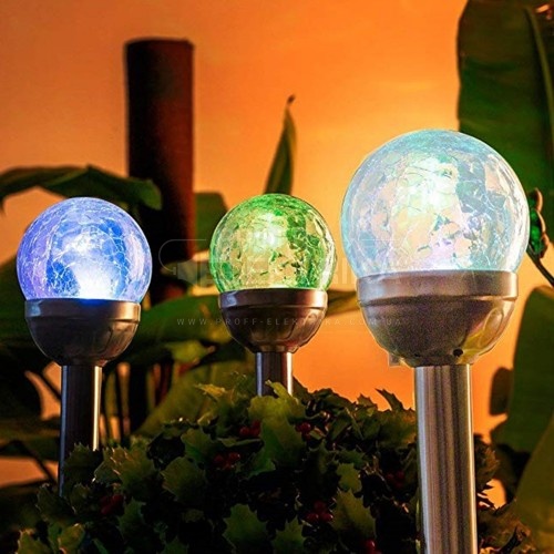 Фото 3 Ґрунтовий світлодіодний світильник Feron PL130 RGB на сонячній батареї хром