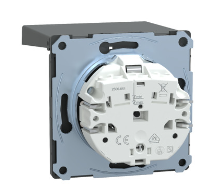 Фото 3 Розетка с заземлением и крышкой антрацит IP44 D-Life Schneider Electric