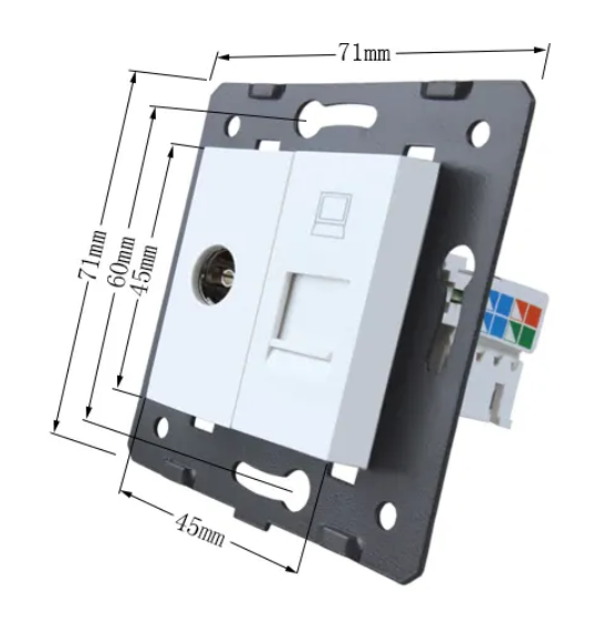 Фото 4 Механизм телевизионная и компьютерная розетка черный Livolo