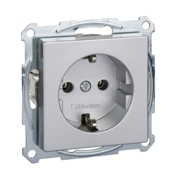 Фото Механізм розетки Schuko 16А Merten System M із заземленням алюміній MTN2301-0460
