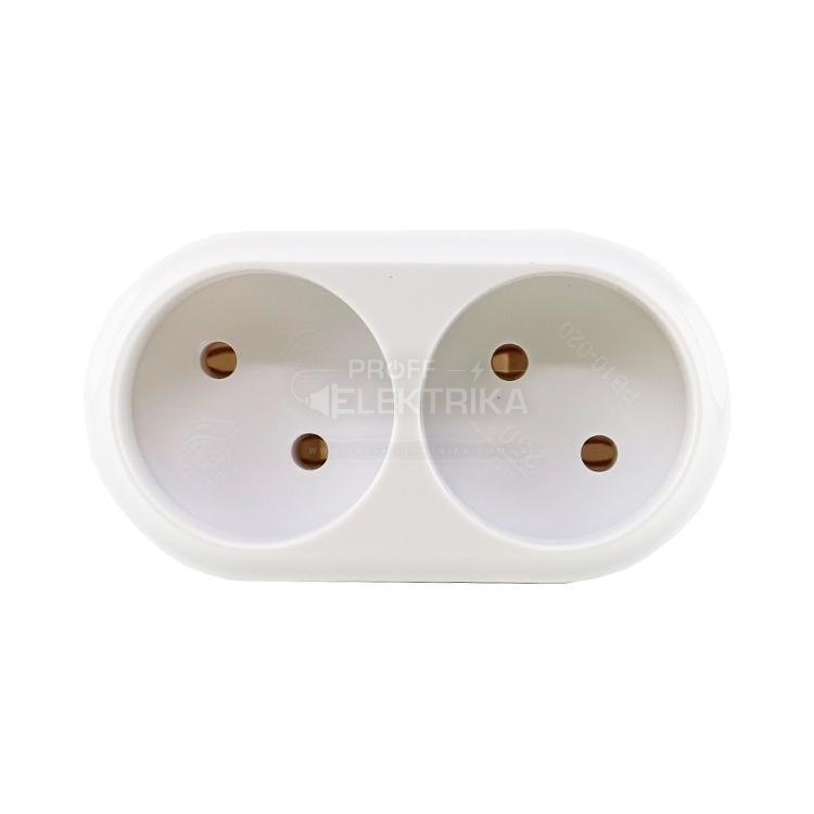 Фото Тройник без заземления 2 гнезда 10A