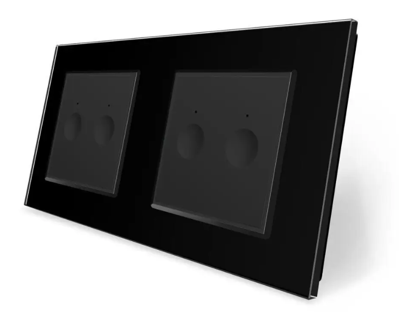 Фото Сенсорний вимикач Sense 4 сенсора 2-2 чорне скло Livolo