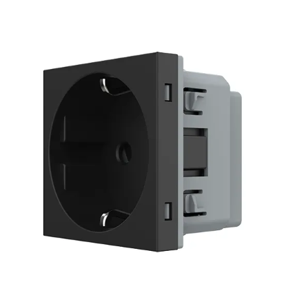 Фото Механизм силовая розетка с заземлением черный Livolo