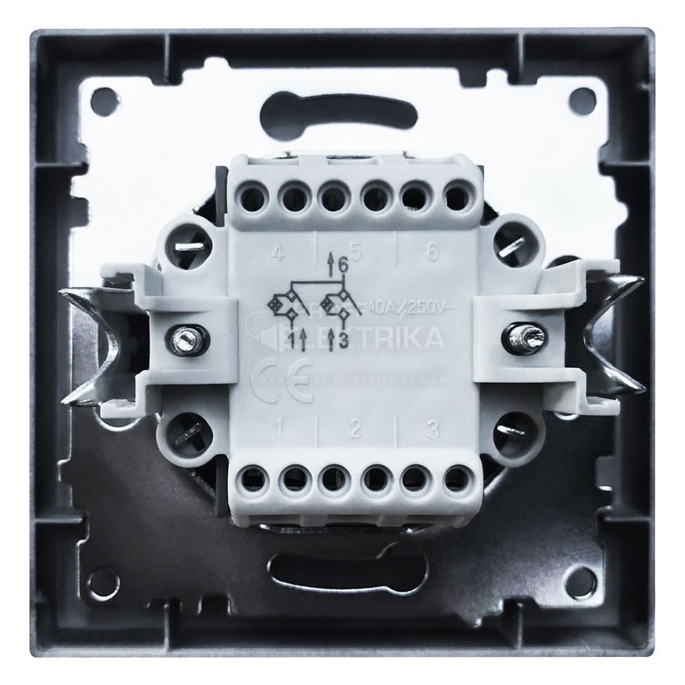 Фото 2 Вимикач двоклавішний з підсвічуванням внутрішній ARINA чорний