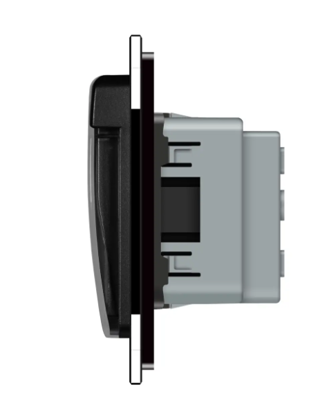 Фото 3 Розетка тройная влагозащитная с крышкой черное стекло Livolo