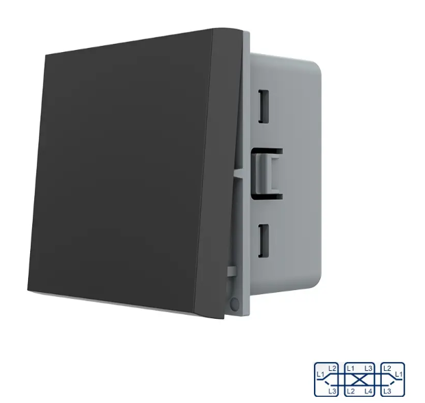 Фото Механізм одноклавішний перехресний вимикач чорний Livolo