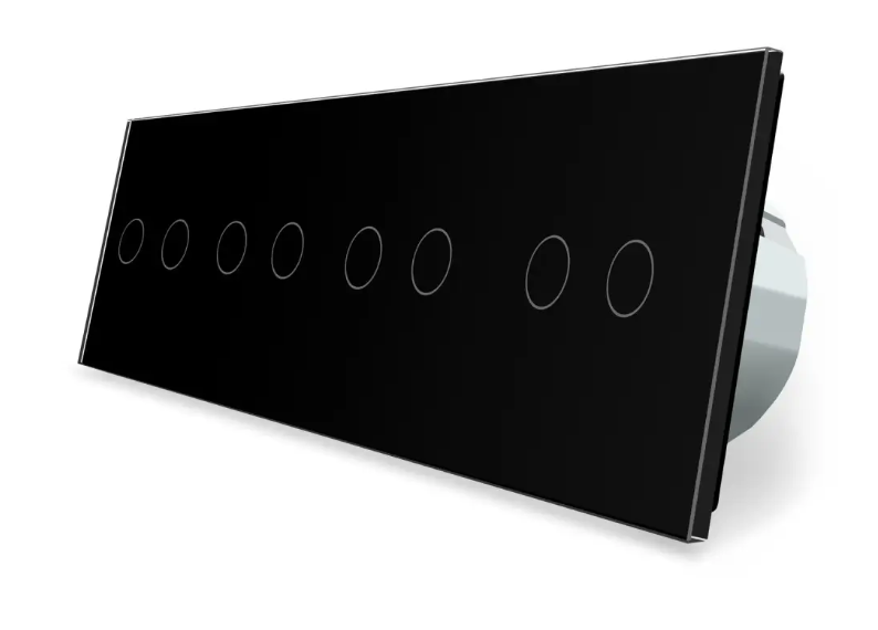 Фото Умный сенсорный ZigBee выключатель 8 сенсоров 2-2-2-2 черное стекло Livolo