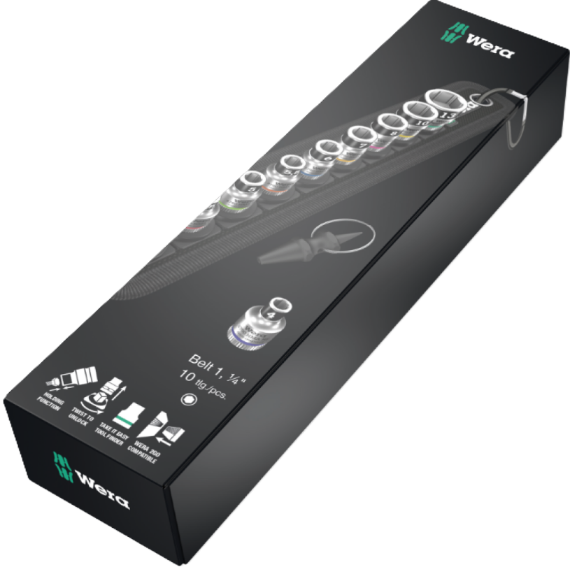 Фото 2 Набор торцовых головок Zyklop 3/8" Belt B 1 с фиксирующей функцией 05003970001