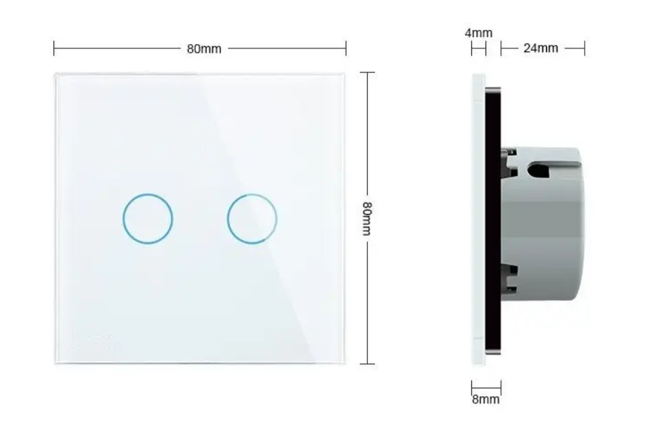 Фото 4 Сенсорная кнопка 2 сенсора Сухой контакт белое стекло Livolo