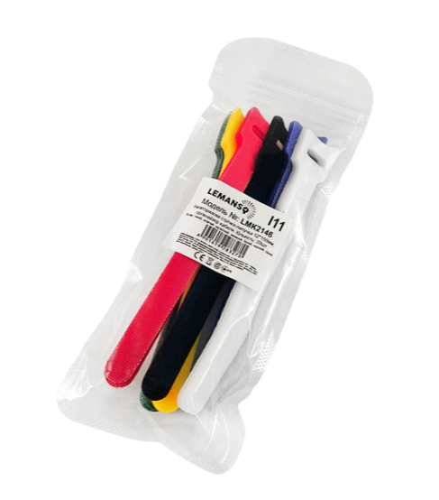 Фото 2 Багаторазова стрічка липучка 12*150 мм кольорова 30шт органайзер кабелю LMK2146 Lemanso