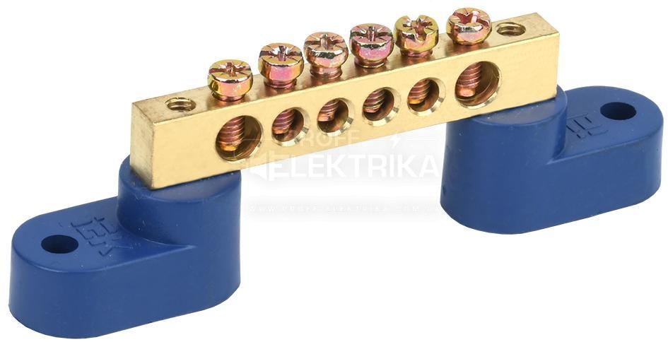 Фото Шина нулевая на двух угловых изоляторах на 6 отверстий 100А ІЕК