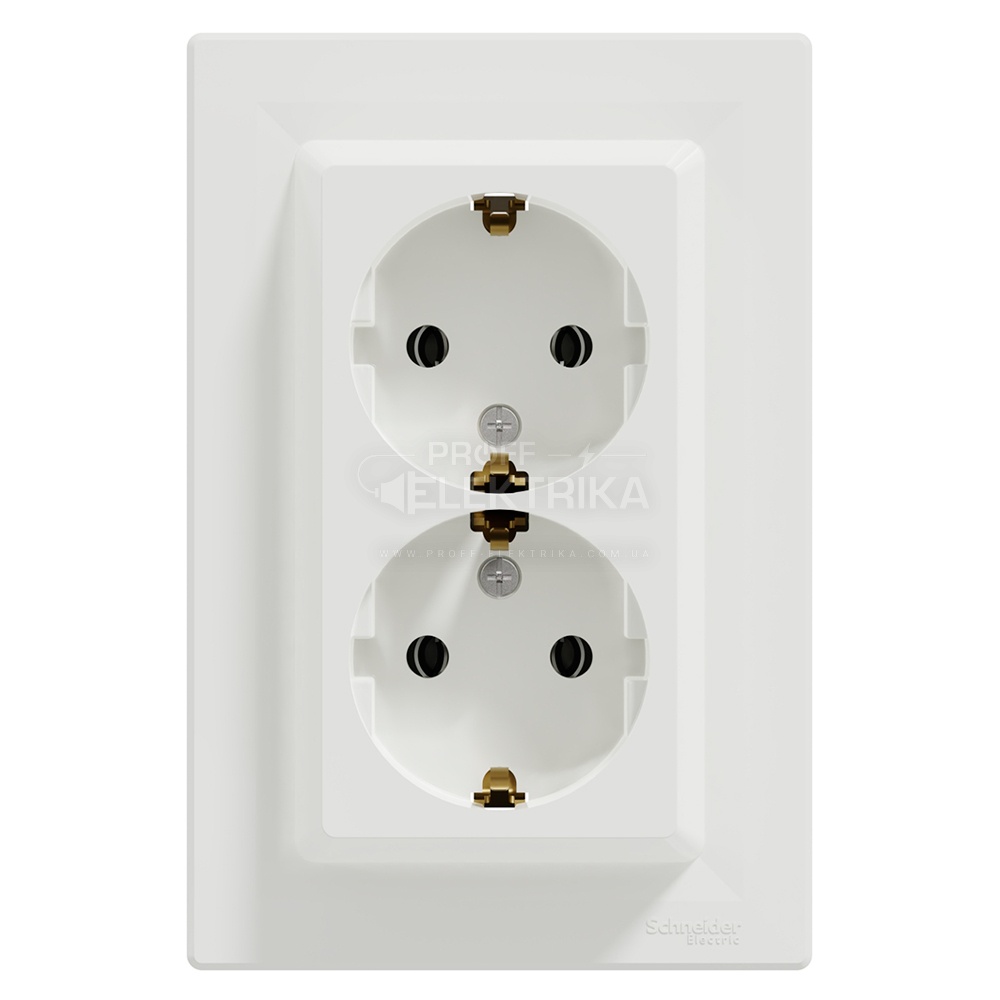 Фото Розетка подвійна Schneider Electric Asfora із заземленням біла