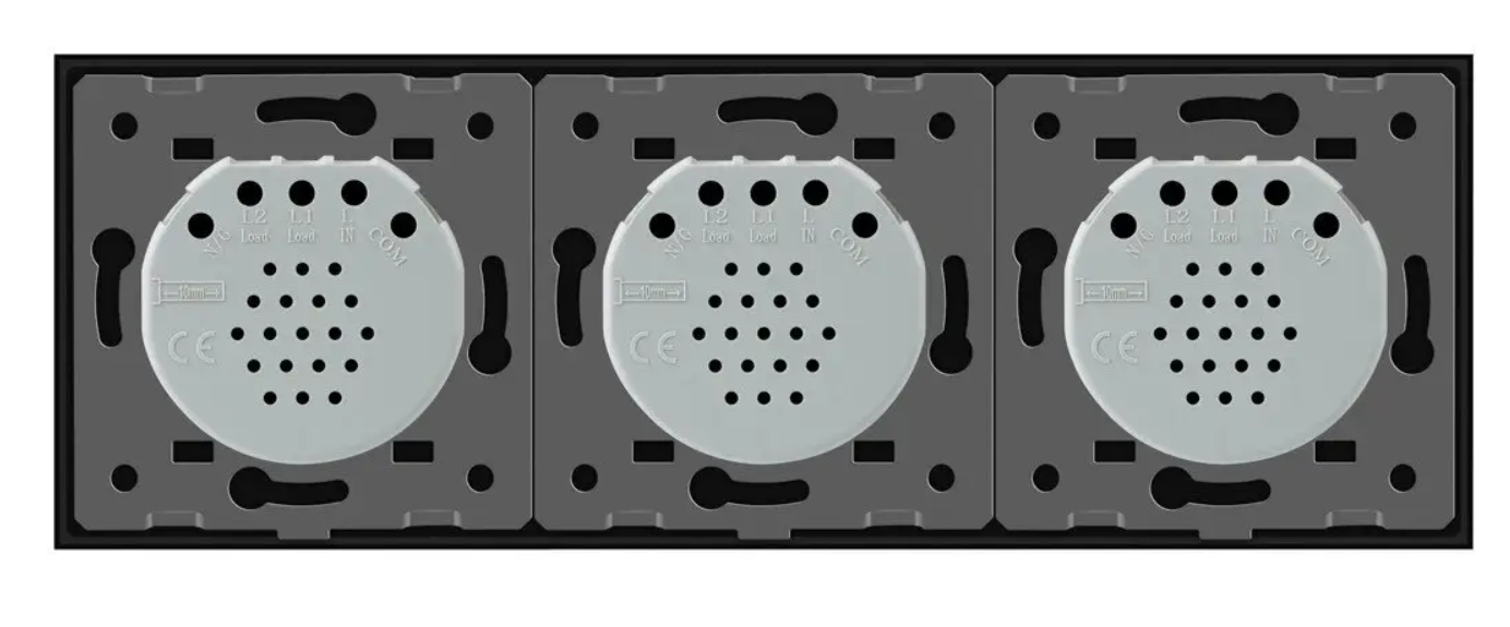 Фото 4 Бесконтактный выключатель 3 сенсора 1-1-1 черное стекло Livolo