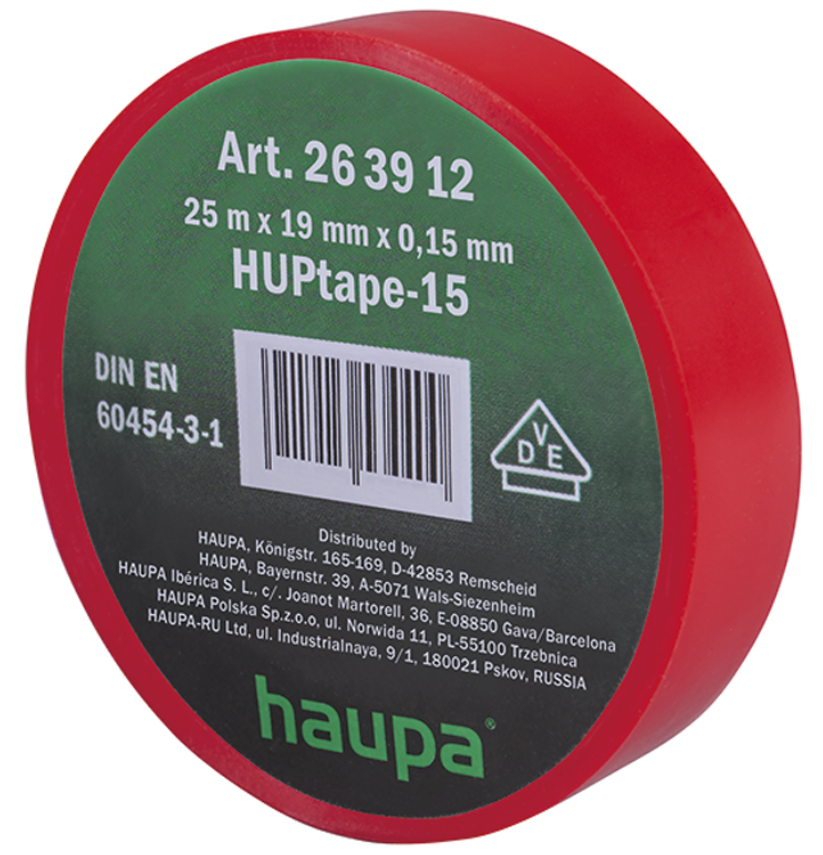 Фото Изолента ПВХ красная 25м/шт HAUPA