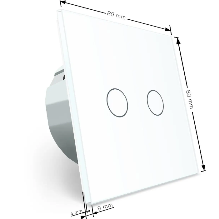 Фото 4 Сенсорный проходной перекрестный выключатель 2 сенсора белое стекло Livolo