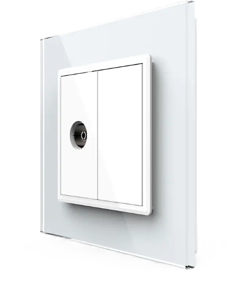 Фото Розетка телевізійна біле скло Livolo