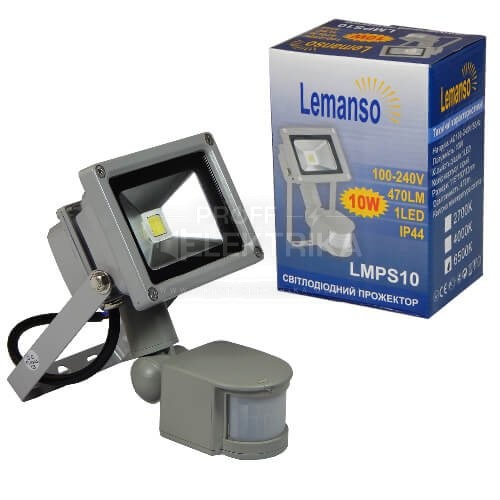 Фото Прожектор LED с датчиком движения 10W IP65 Lemanso
