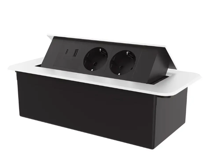 Фото Меблева розетка з плавним відкриттям USB Type-C Power Delivery 36W чорний у білому Livolo