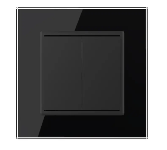 Фото Двоклавішний вимикач чорне скло Livolo
