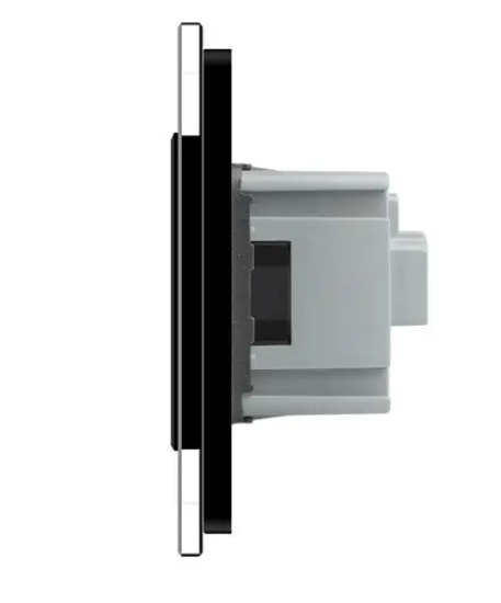 Фото 3 Умный сенсорный ZigBee выключатель 2 сенсора 1 розетка черное стекло Livolo