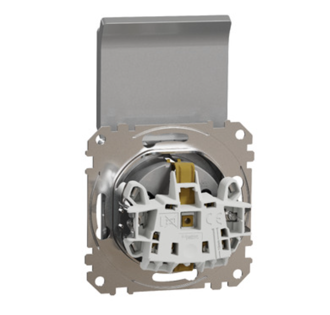 Фото 3 Розетка с заземлением с шторками и крышкой Алюминий Sedna Design Schneider Electric