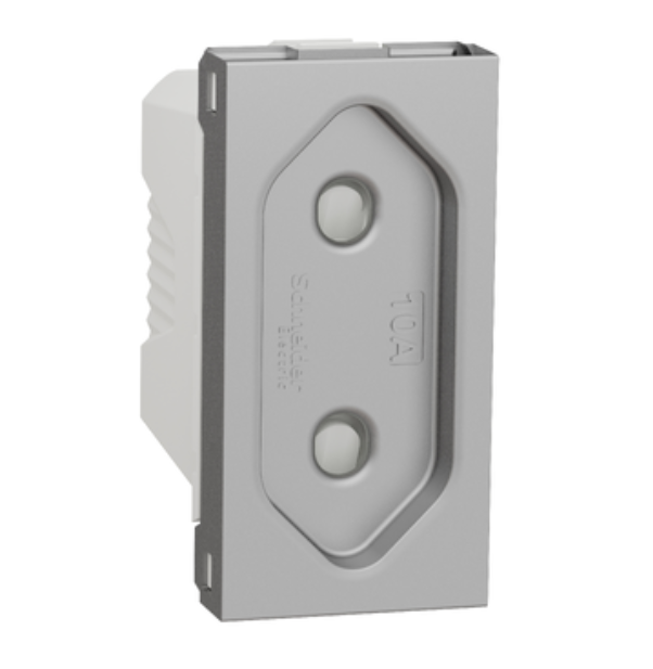 Фото Розетка без заземлення зі шторками алюміній 10 А 1 гвинтові клеми модуль UNICA NEW Schneider Electric