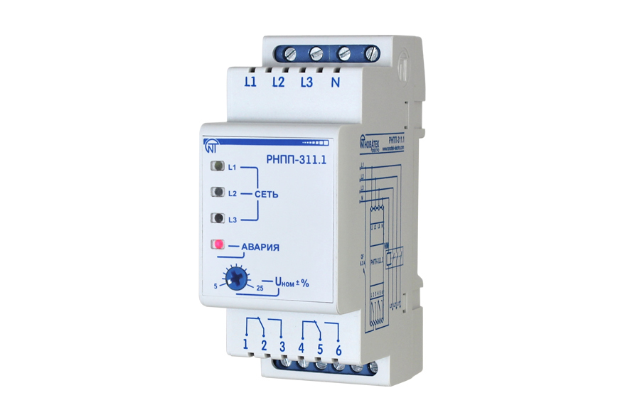 Фото Трехфазное реле перекоса и последовательности фаз РНПП-311.1 НОВАТЕК
