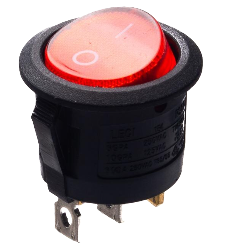 Фото Кнопка на 1включатель 3-контакта круг KCD1-5-101N R/B