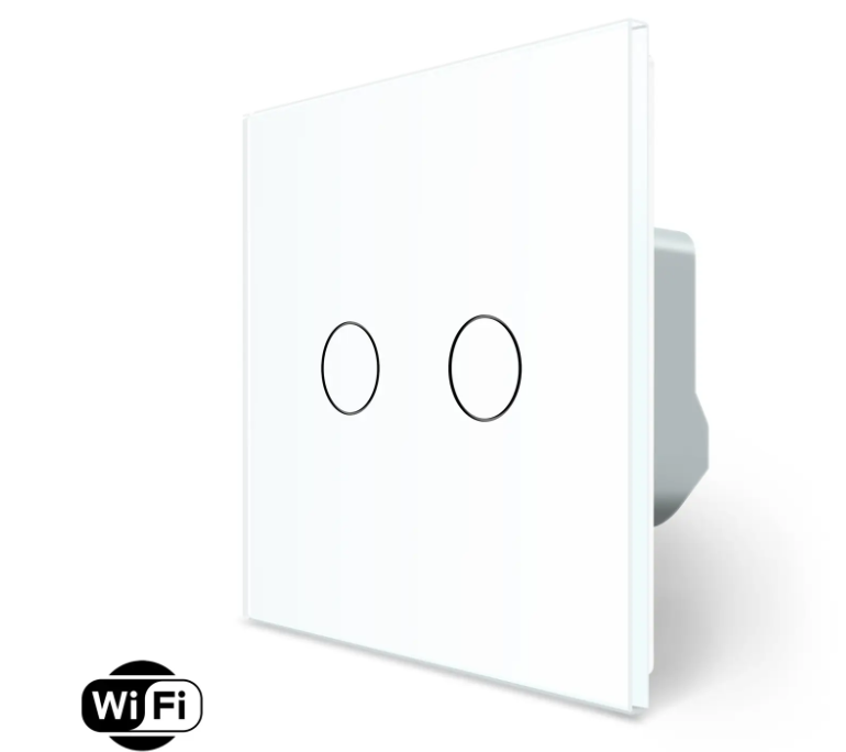Фото Розумний сенсорний Wi-Fi вимикач 2 сенсори біле скло Livolo