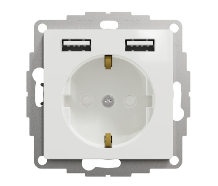 Фото 2 Розетка із заземленням + 2 USB тип А Білий Sedna Design Schneider Electric