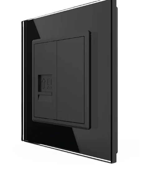 Фото Розетка компьютерная RJ-45 черное стекло Livolo