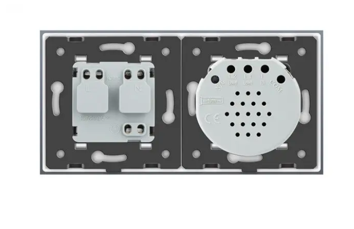 Фото 4 Розумний сенсорний ZigBee вимикач 2 сенсора 1 розетка біле скло Livolo