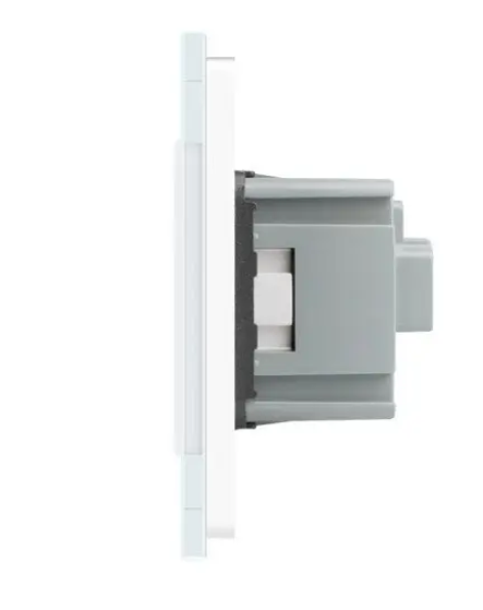 Фото 3 Бесконтактный выключатель 1 сенсор 1 розетка белое стекло Livolo