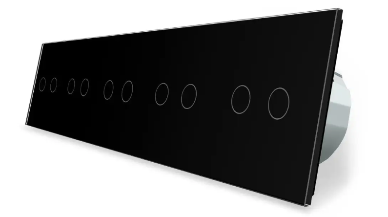 Фото Сенсорный выключатель 10 сенсоров 2-2-2-2-2 черное стекло Livolo