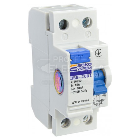 Фото Диференцыальное реле УЗО (ПЗВ) 2001 2P 16А 30мА ACKO