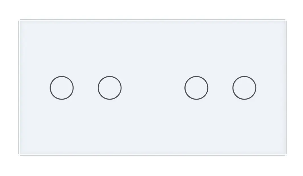 Фото Сенсорний прохідний перехресний вимикач 4 сенсори біле скло 2-2 Livolo