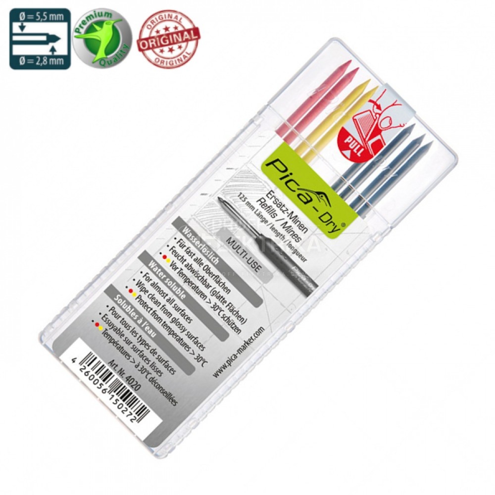 Фото Змінні грифелі кольорові refills basic set 4020 PICA DRY