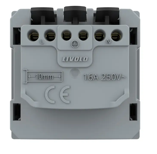 Фото 4 Механизм розетка с самозажимными клеммами с заземлением белый Livolo
