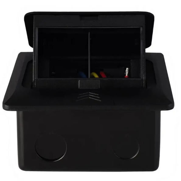 Фото 2 Порожній розетковий люк на підлогу на 2 модулі чорний Livolo