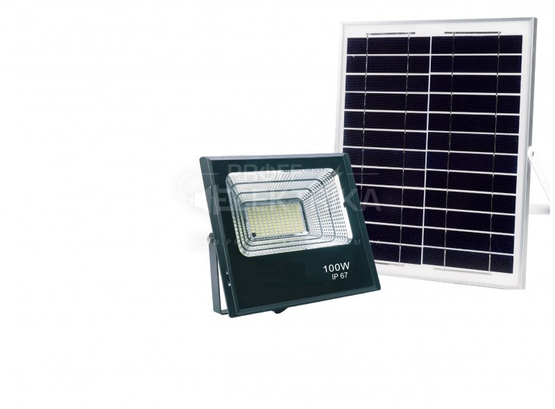 Фото Прожектор LED 100W на солнечной батарее с микроволновым датчиком LUXEL
