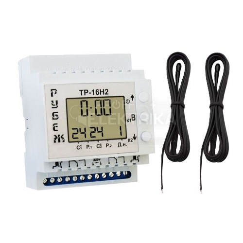 Фото Терморегулятор Rubezh ТР-16Н2 двоканальний з тижневим таймером на DIN-рейку 2х16А 220В