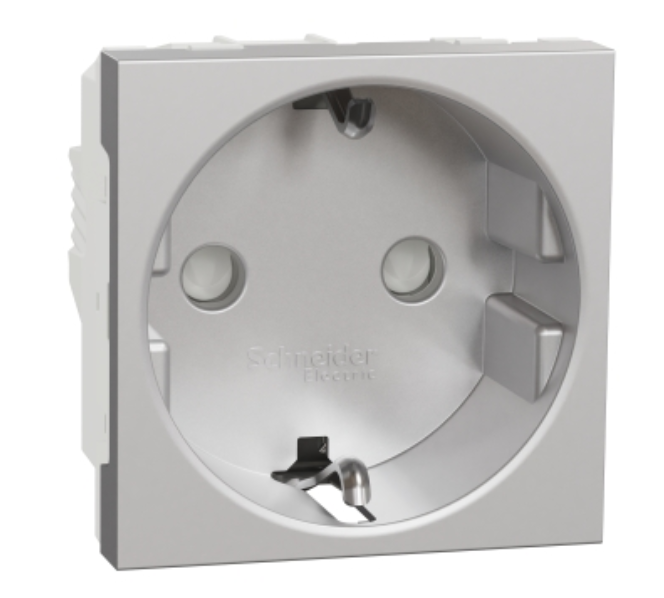 Фото Розетка із заземленням зі шторками гвинтовий затискач 16 А алюміній UNICA NEW Schneider Electric