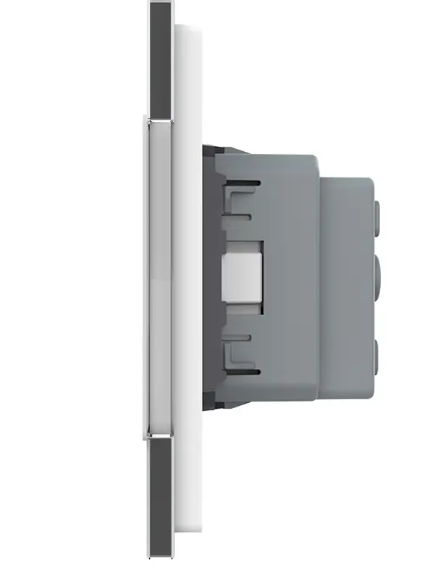 Фото 3 Розетка тройная с заземлением белое стекло Livolo