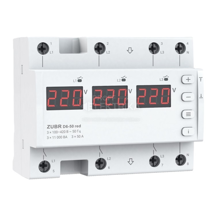 Фото Реле напряжения ZUBR D6-50 red