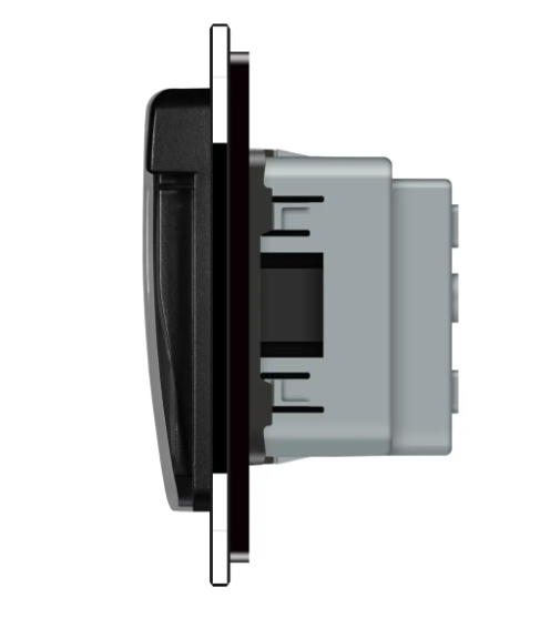 Фото 3 Розетка двойная влагозащитная с крышкой черное стекло Livolo