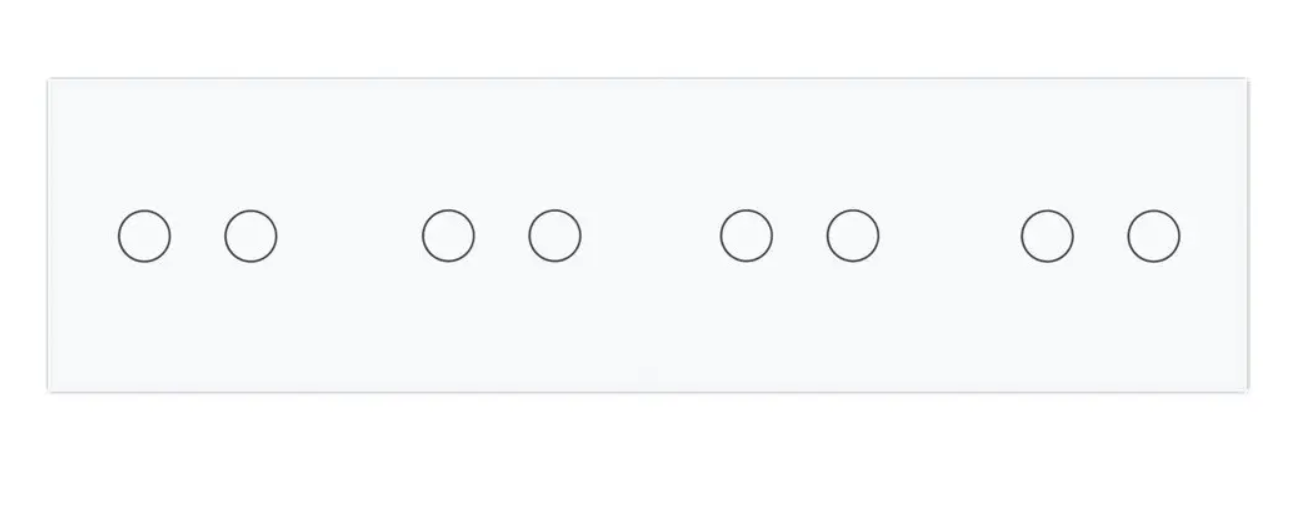 Фото 2 Сенсорный проходной выключатель 8 сенсоров 2-2-2-2 белое стекло Livolo