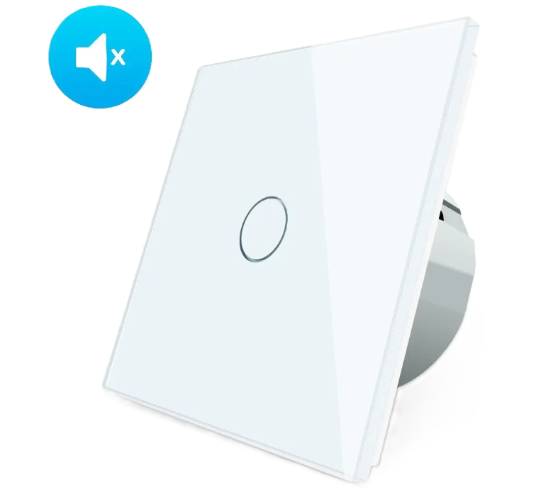 Фото Безшумний сенсорний вимикач 1 сенсор біле скло Livolo