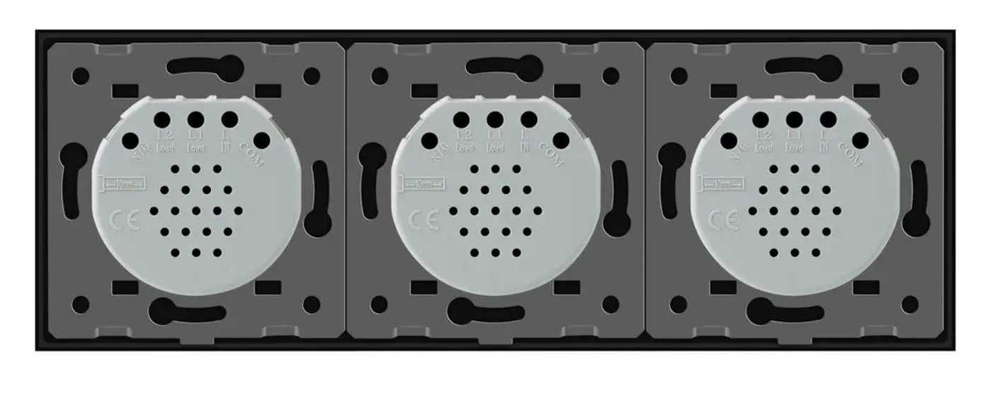 Фото 4 Сенсорний димер 3 сенсори чорне скло 1-1-1 Livolo