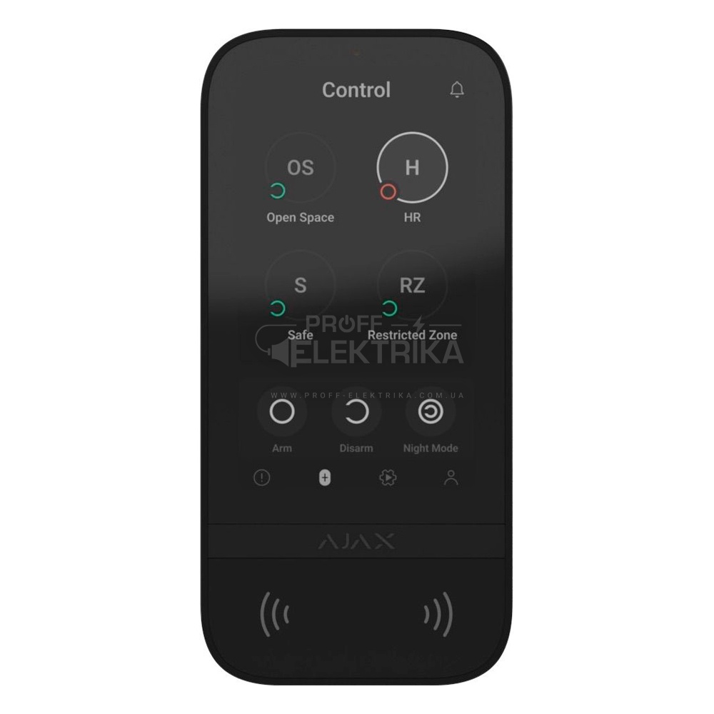 Фото Бездротова клавіатура з сенсорним екраном Ajax KeyPad TouchScreen чорна