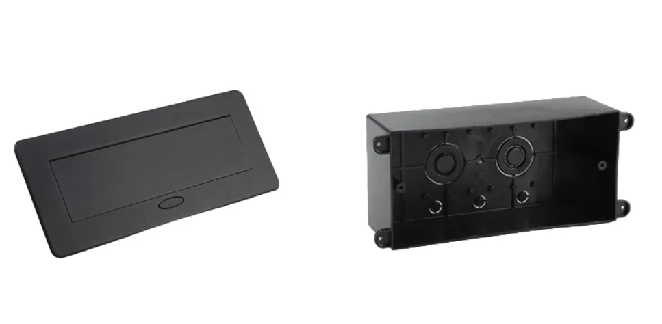 Фото 4 Порожній висувний люк для розеток на 3 модулі з плавним відкриттям чорний Livolo